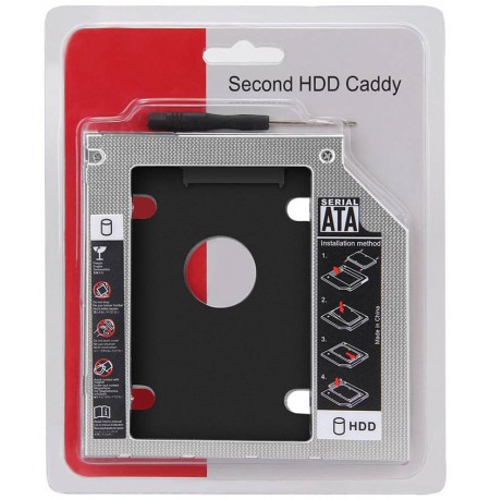Θήκη σκληρού δίσκου για DVDROM LAPTOP HDD & SSD 2.5" 12,7mm PT-242 HDD Caddy Sata 2.5" + ΔΩΡΟ ΚΑΤΣΑΒΙΔΙ